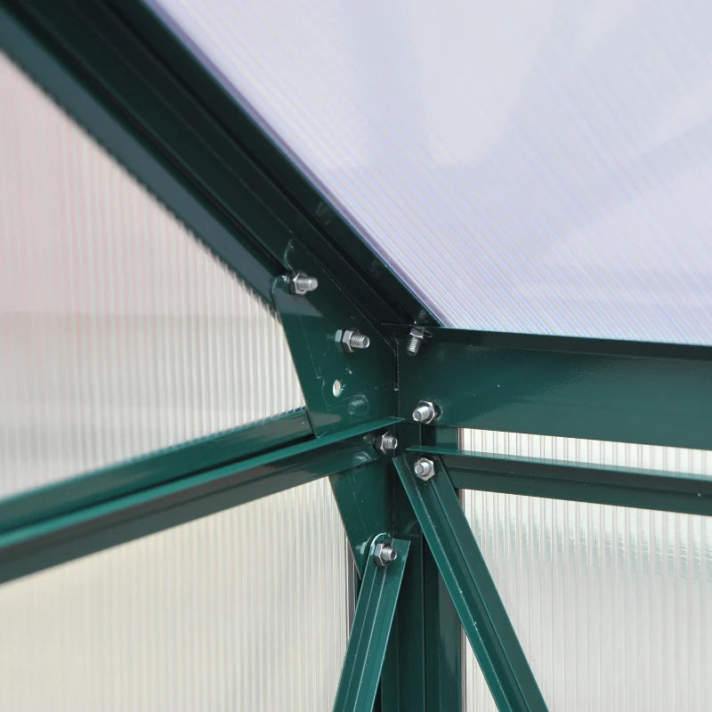 Outsunny 6.2' x 6.3' x 6.6' Clear Polycarbonate Greenhouse, Large Walk-In Green House Garden, Plants Grow, Galvanized Sheet Frame w/ Slide Door