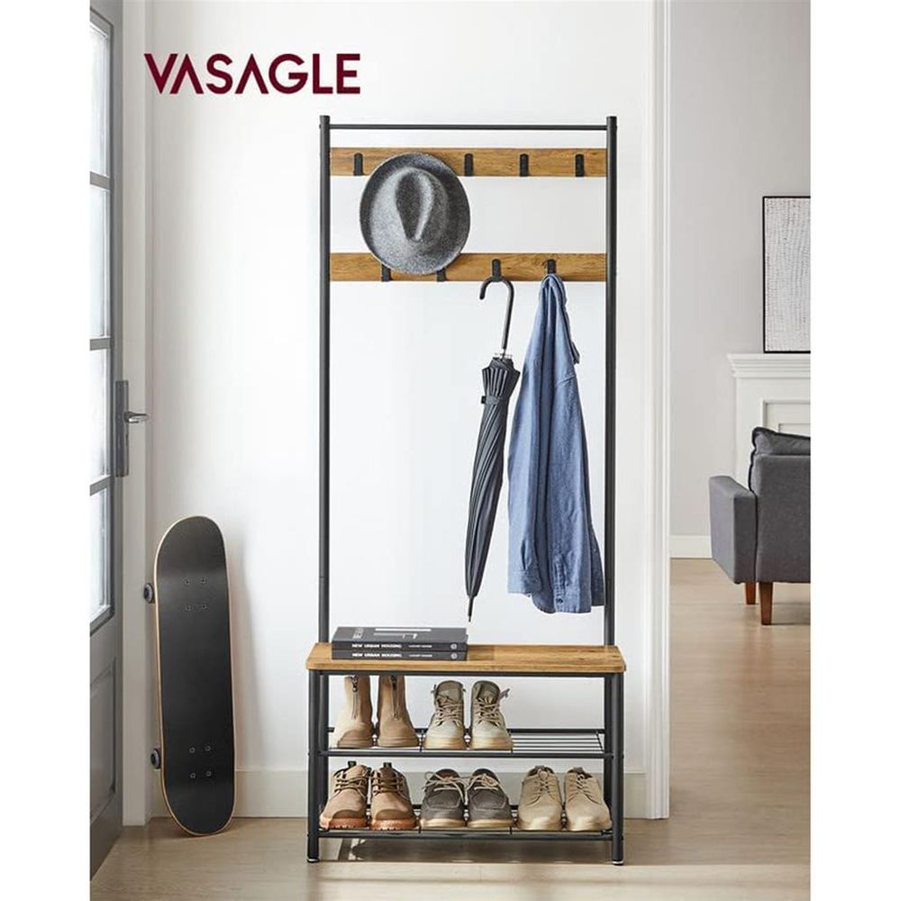 VASAGLE Coat Rack with Shoe Storage Bench