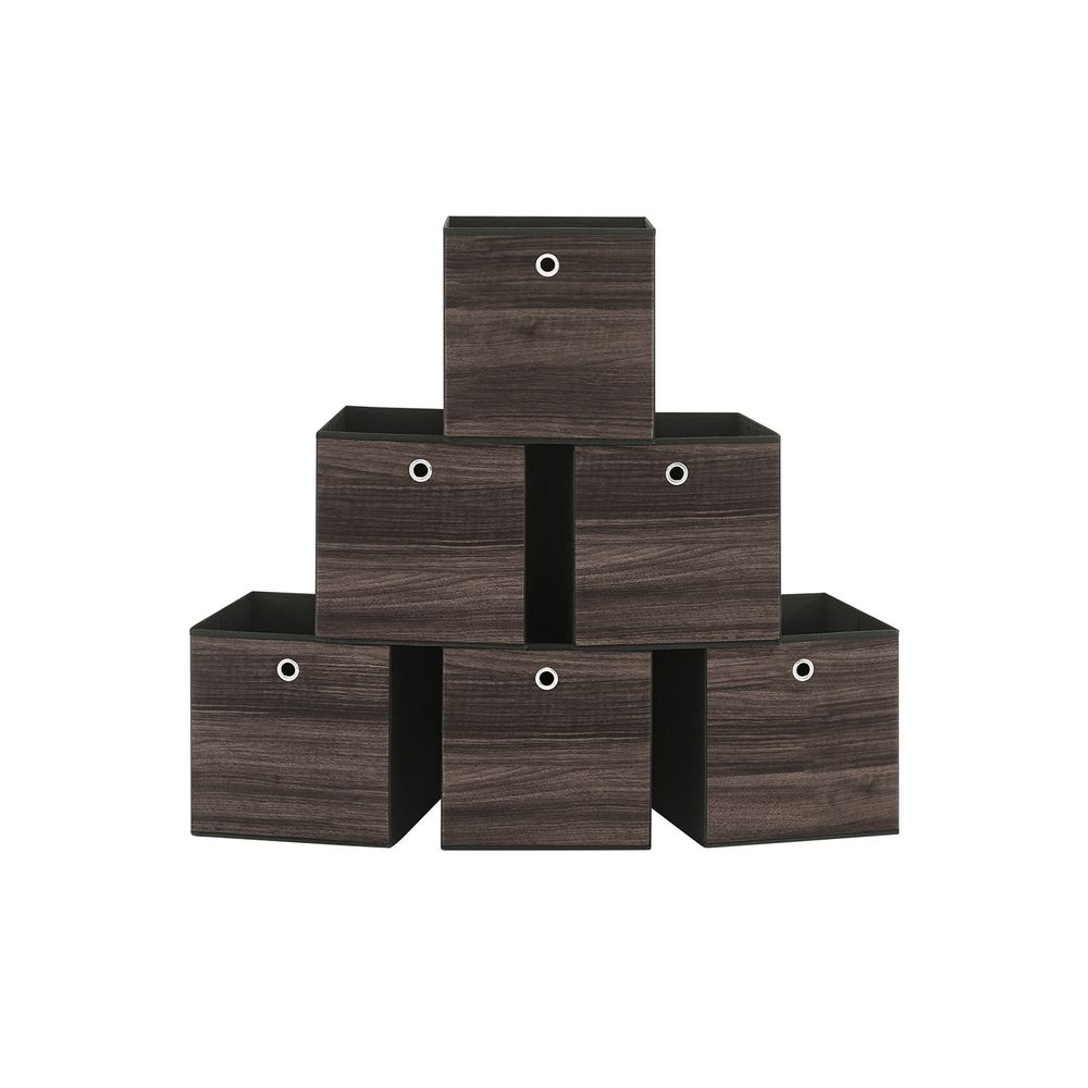 SONGMICS Set of 6 Storage Cubes 11.8 x 11.8 x 11.8 Inches Chestnut Brown