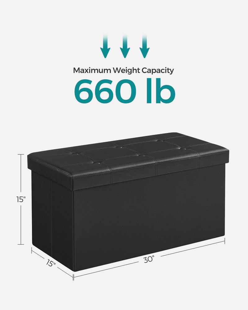 SONGMICS Folding Storage Ottoman Bench