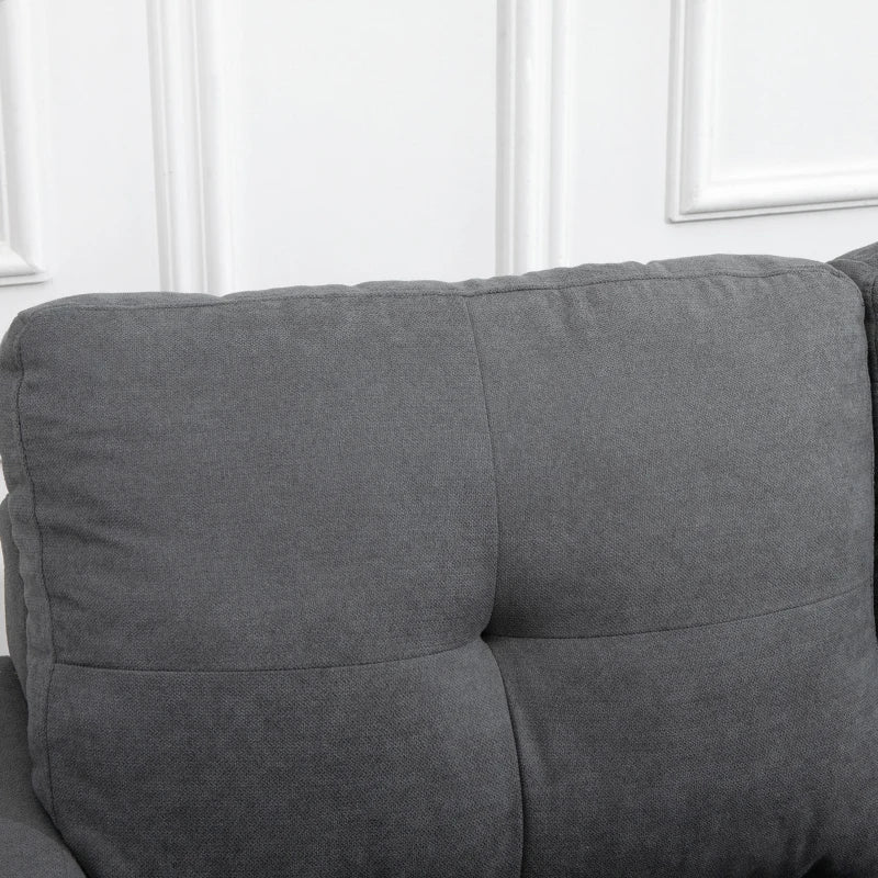 HOMCOM Sectional Sofa Couch, L Shaped Couch with Reversible Chaise, Wooden Legs for Living Room, Bedroom, Dark Grey