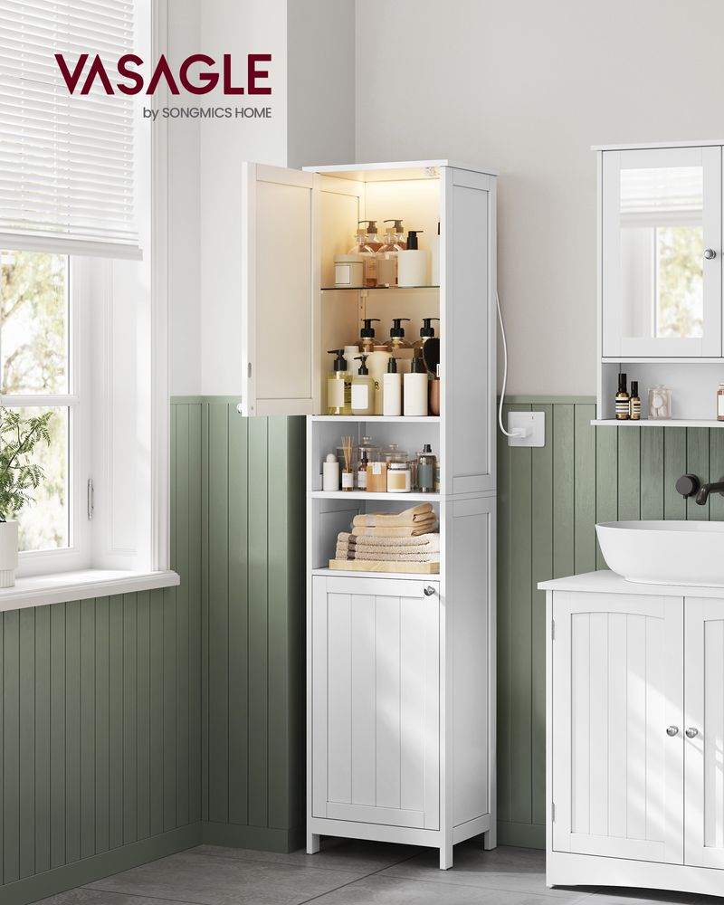 VASAGLE Tall Bathroom Cabinet with Lights