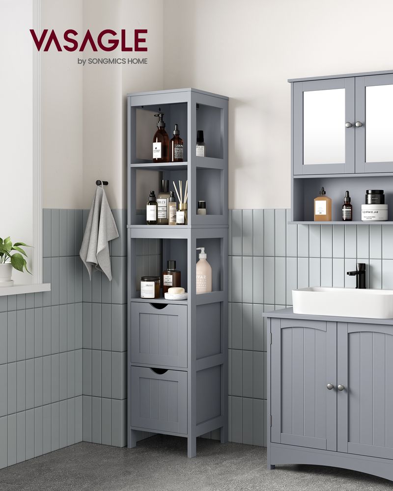 VASAGLE Bathroom Floor Cabinet with 2 Removable Drawers