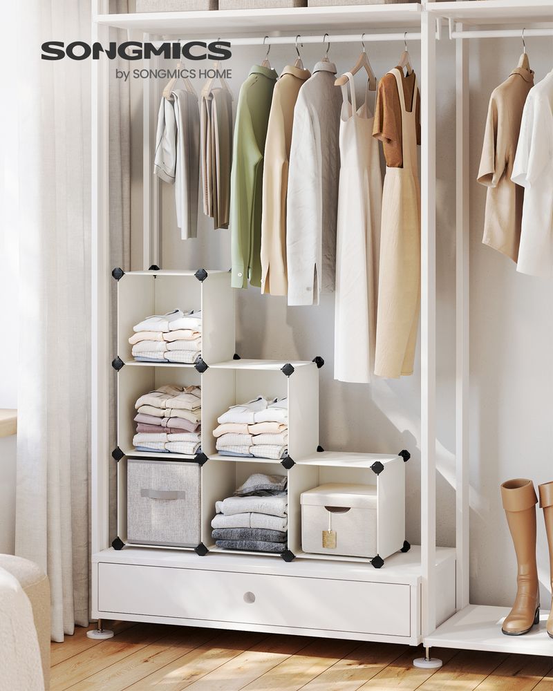 SONGMICS 6 Cube Storage Organizer with Feet and Rubber Mallet