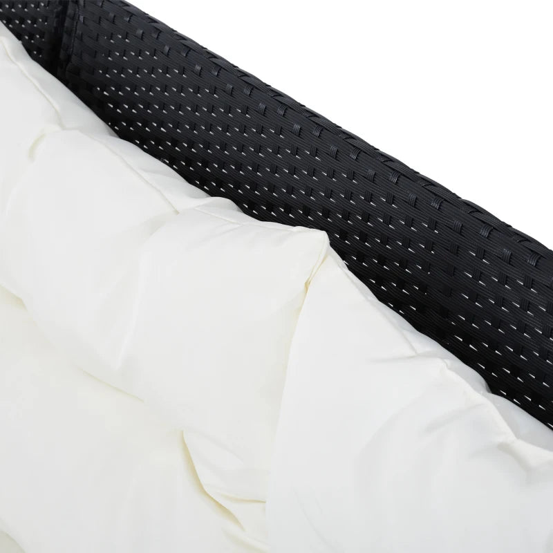 Outsunny 6pcs Outdoor Rattan Sofa Set Garden Wicker Sectional Couch Furniture Set with Dining Table and Chair White