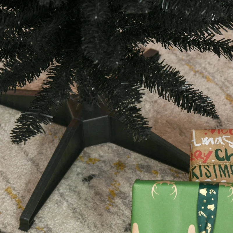 HOMCOM 5FT Artificial Christmas Tree, Pencil Christmas Tree with Realistic Branches, Stable Stand, Black