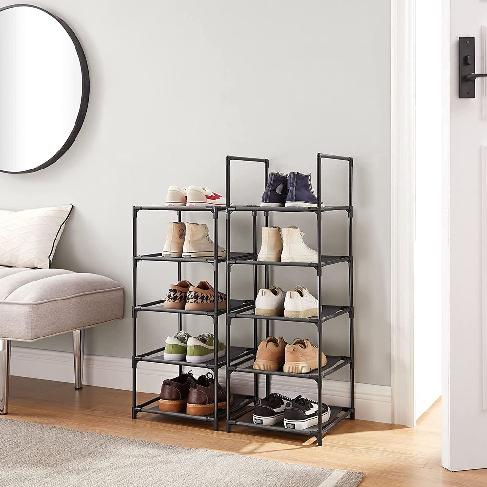 SONGMICS 10-Tier Shoe Shelf with Metal Frame