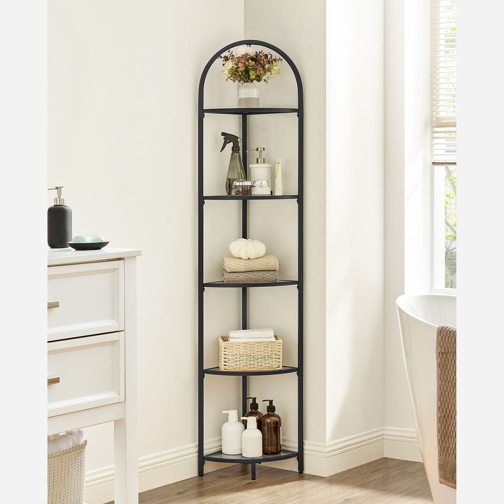 VASAGLE 5-Tier Glass Corner Storage Shelf
