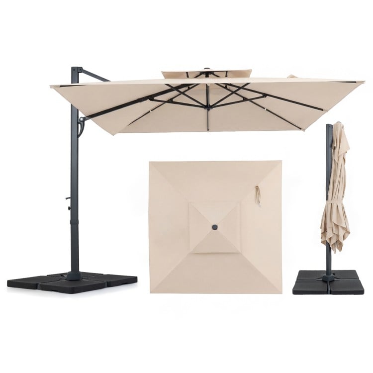 10 FT Aluminum Pole Patio Cantilever Umbrella with 220 LBS Base