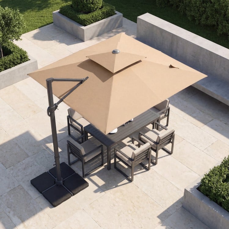10 FT Aluminum Pole Patio Cantilever Umbrella with 220 LBS Base