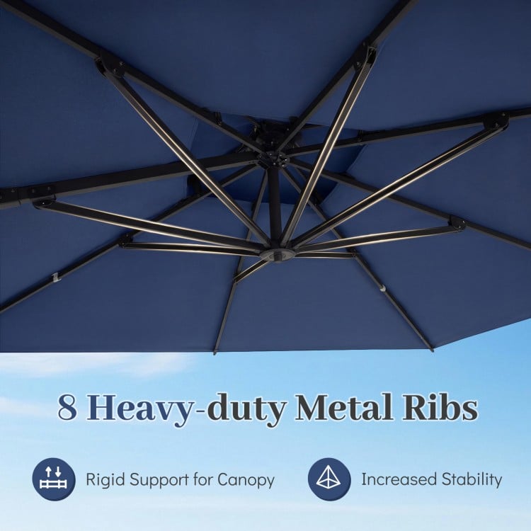 10 FT Aluminum Pole Patio Cantilever Umbrella with 220 LBS Base