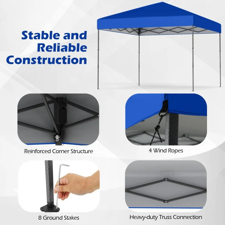 10 x 10 Ft Pop-Up Canopy Tent with Carrying Bag & Stakes – Easy Setup Outdoor Shelter