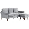 HOMCOM L Shape Sofa, Modern Sectional Couch with Reversible Chaise Lounge, Wooden Legs, Corner Sofa for Living Room, Grey
