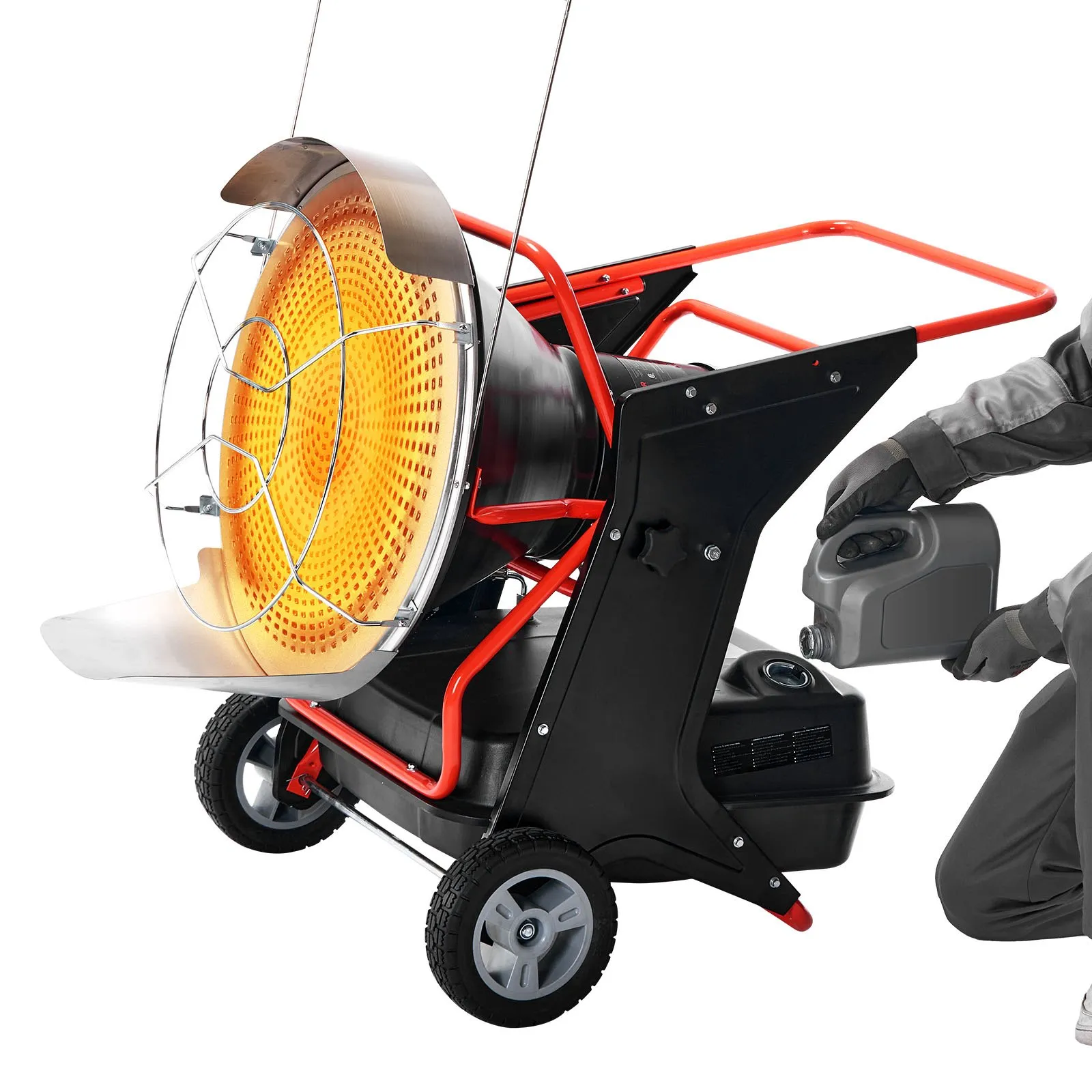 VEVOR 125,000 BTU Radiant Kerosene Diesel Heater, Portable Industrial Space Heater with Adjustable Temp & Wheels, Ideal for Jobsite, Garage, Warehouse, Workshop Construction Heating, Black