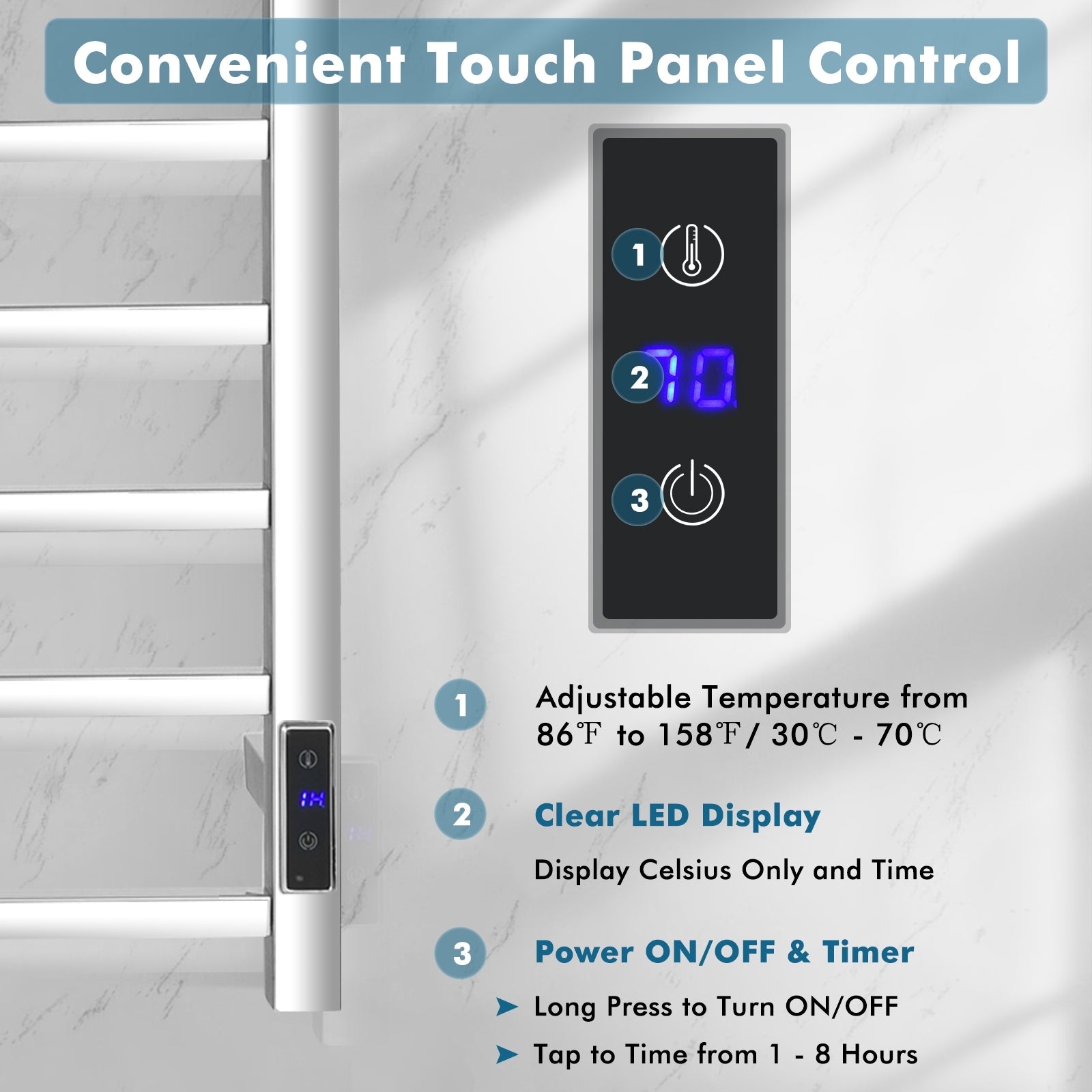10-Bar Electric Stainless Steel Towel WarmerÂ