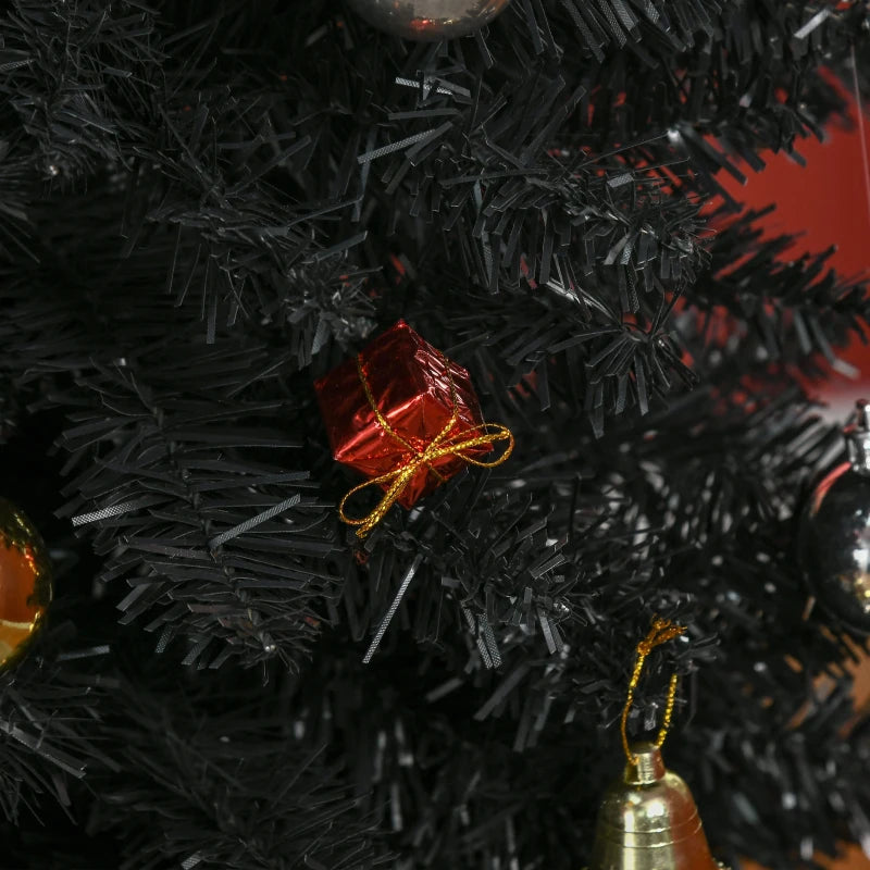 HOMCOM 7FT Artificial Christmas Tree, Pencil Christmas Tree with Realistic Branches, Stable Stand, Black