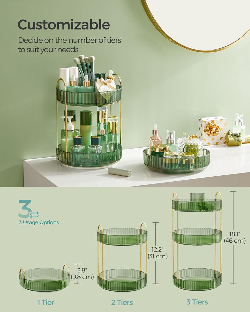 SONGMICS Round Rotating Skincare Organizer Countertop