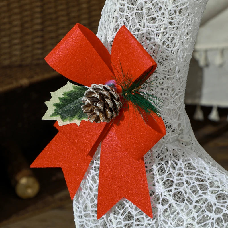 Outsunny Outdoor Lighted Christmas Reindeer Decoration with 170 LED Lights, White Holiday Yard Display