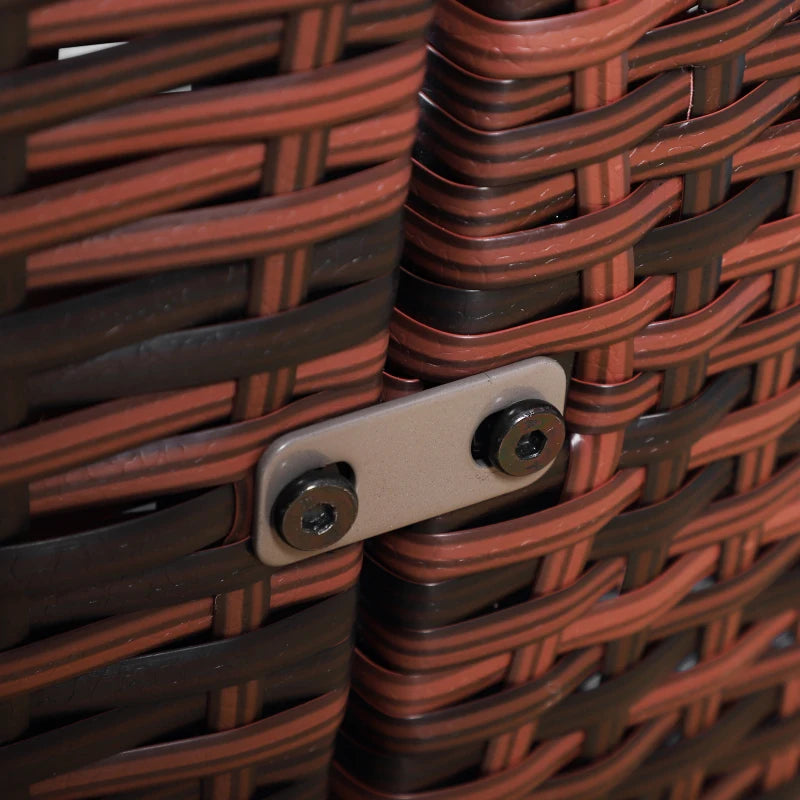 Outsunny 4 Pieces Outdoor Daybed with Retractable Canopy, PE Rattan Wicker Round Sofa Day Bed, Patio Sectional Conversation Furniture Set with Cushions and Pillows, Light Blue