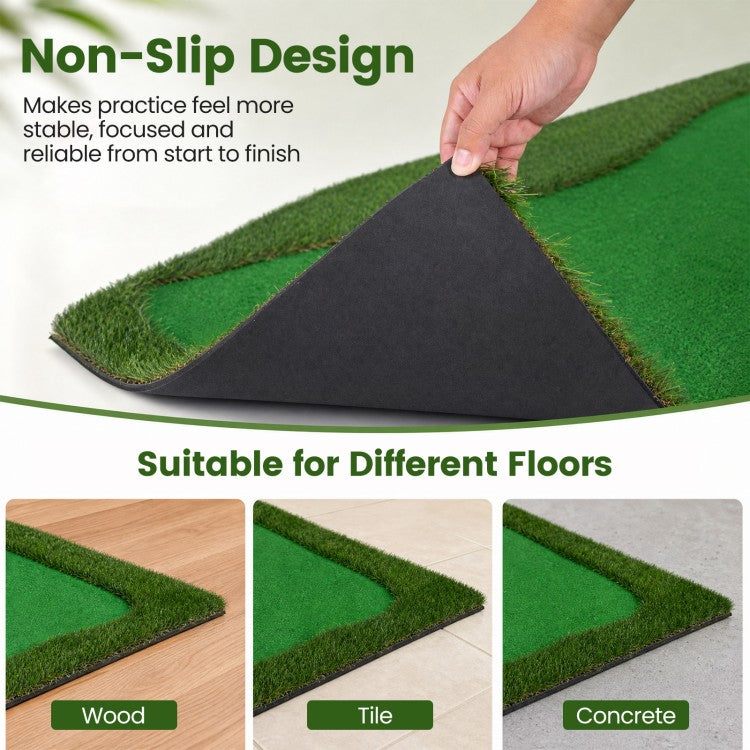 10 ft Golf Putting Green with 3 Holes & Flags – Indoor & Outdoor Practice Mat for Home, Office & Backyard