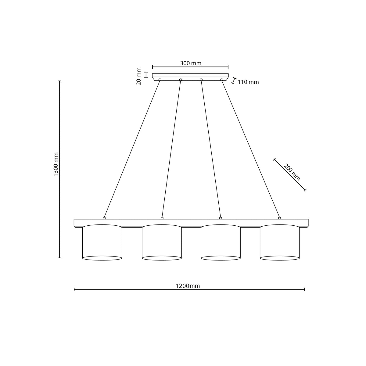 VARO Scandinavian Wood & Linen Pendant Light for Kitchen Island & Dining Table