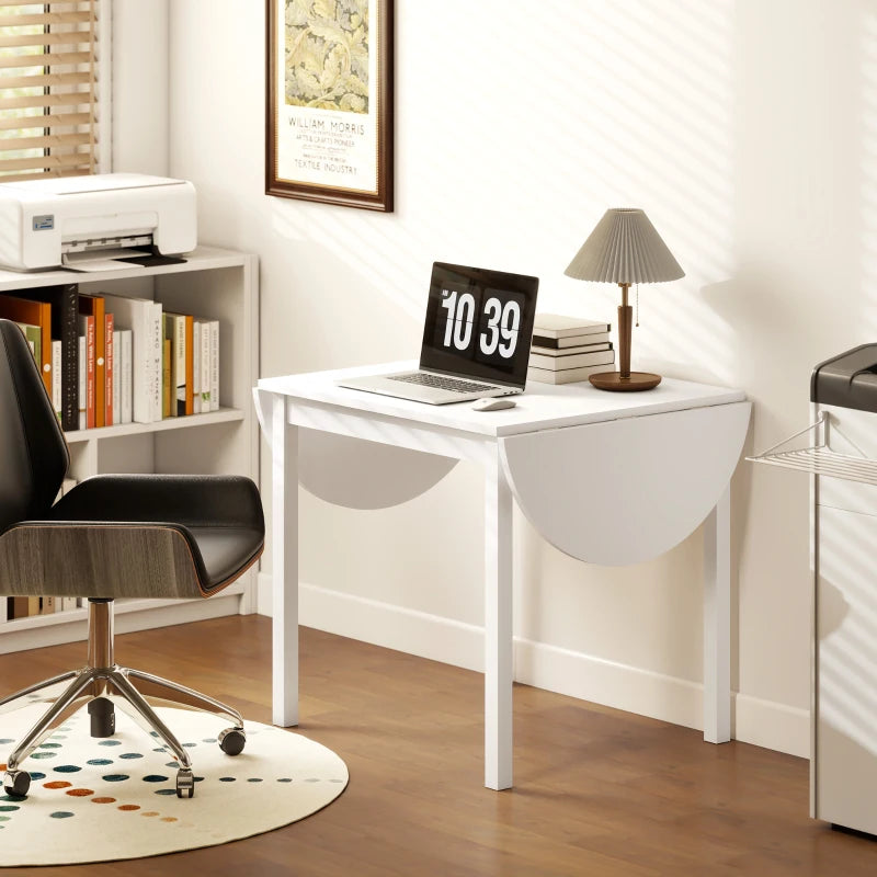 Solid Wood Kitchen Table, Drop Leaf Tables for Small Spaces, Folding Dining Table, White