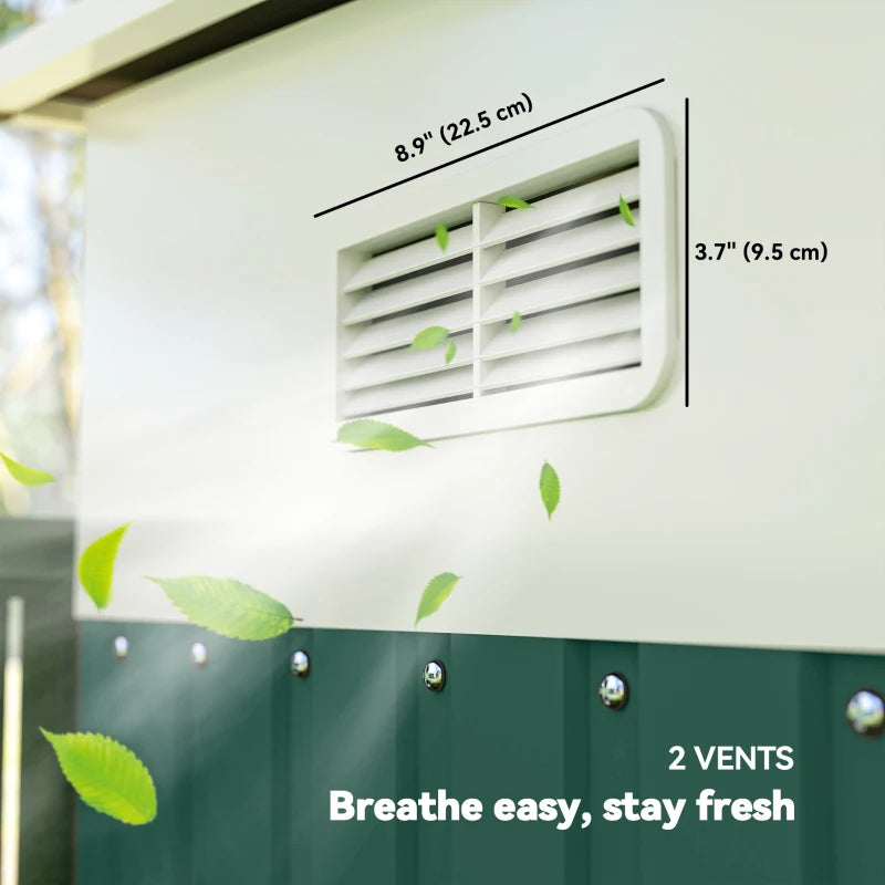 11' x 9' Steel Garden Storage Shed, Outdoor Metal Tool House with Double Sliding Doors & 2 Air Vents, Green