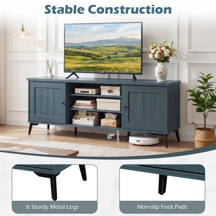 2-Door TV Stand for TVs up to 65 Inch Mid Century Modern Entertainment Center-Turquoise