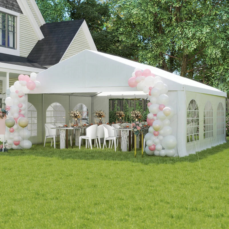 20' x 20' Heavy-duty Large Wedding Tent, Outdoor Carport Garage Party Tent, Patio Gazebo Canopy with Sidewall, White
