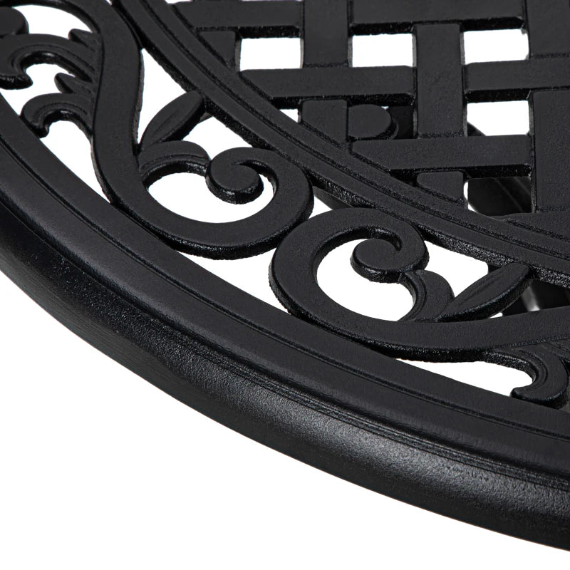 35.5" Round Outdoor Dining Table for 2-4, Cast Aluminum Garden Patio Table with 2" Umbrella Hole, Grid Top, Black