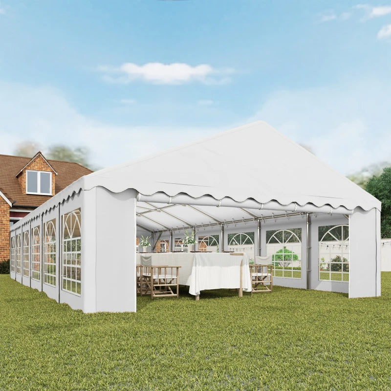 20' x 40' Party Tent Outdoor Canopy Tent with Removable Sidewalls, 12 Windows for Parties, Wedding, Events, BBQ, White