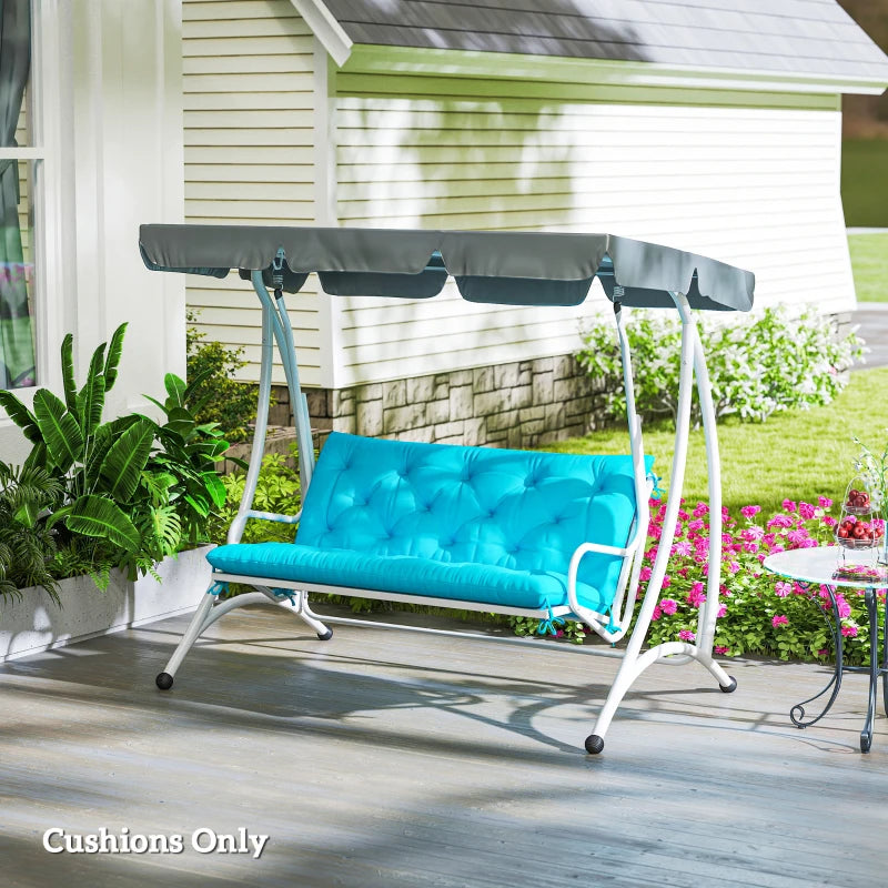 2 Seater Garden Bench Cushion, Soft Thick Outdoor Non-Slip 2 Seater Soft Pad With Backrest for Garden Patio, 47" x 43" x 5", Turquoise