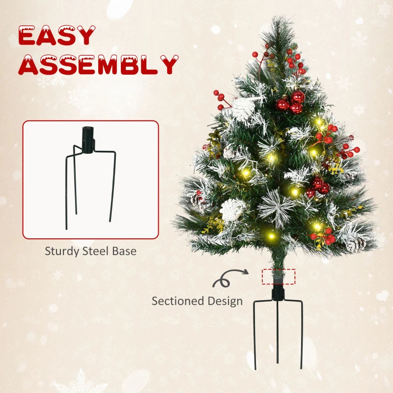 2 Foot/23 inch 2 Pack Prelit Artificial Christmas Tree Cordless with 70 Branches, Warm White LED lights, Red Berries, Pine Cones, Balls, for Outdoor Entryway, Green