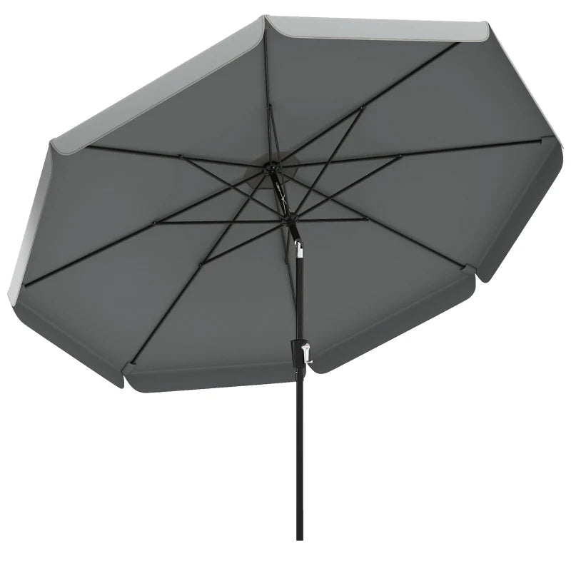 10 ft Patio Umbrella with Push Button Tilt and Crank, Outdoor Market Table Umbrella Parasol, Dark Grey