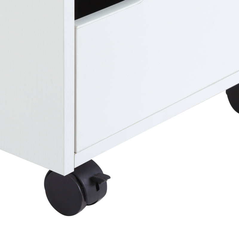 3 Drawer File Cabinet, Mobile Vertical Filing Cabinet with Wheels, Printer Stand with Storage for Home Office, White