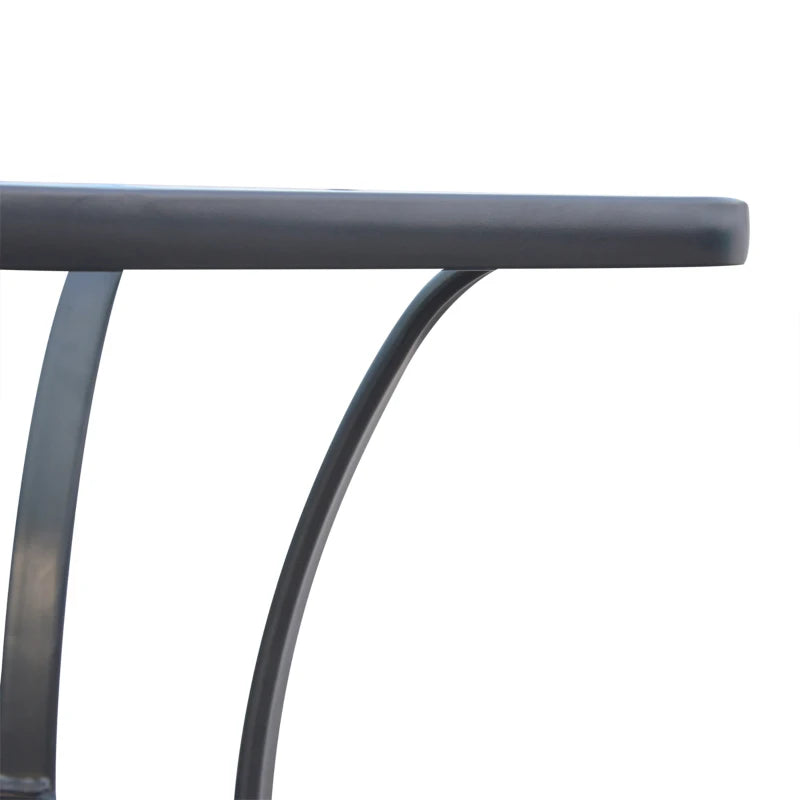 27" Patio Square Table with Tempered Glass Top Outdoor Dining Bar Table Steel Backyard Bistro Table Steel Frame