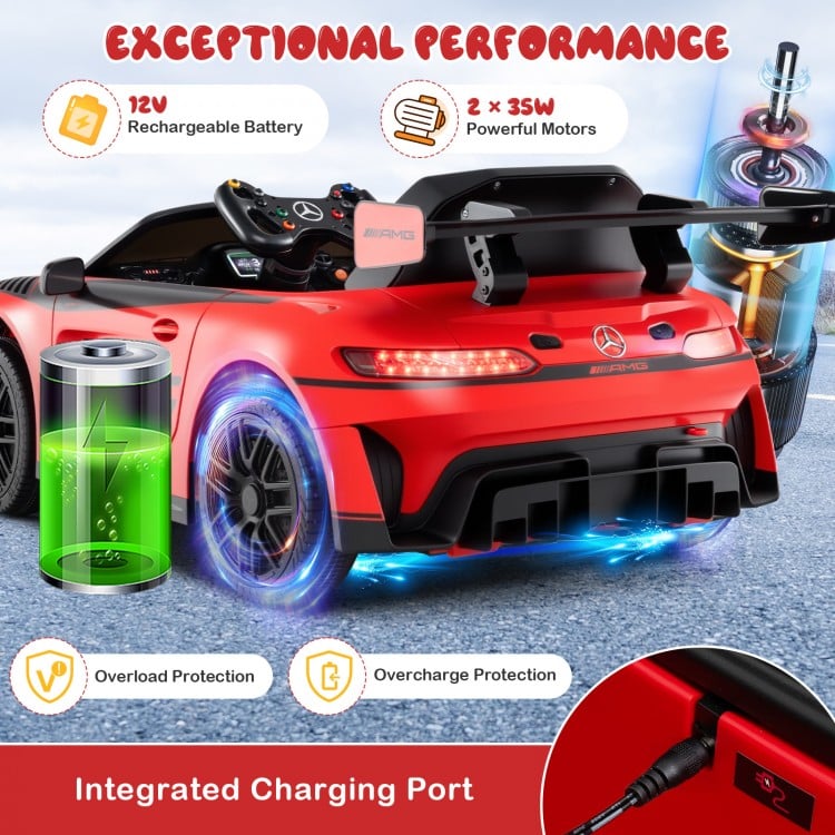 12V Kids Ride-On Car Mercedes-AMG GT3 Licensed with Adjustable Speed-Red