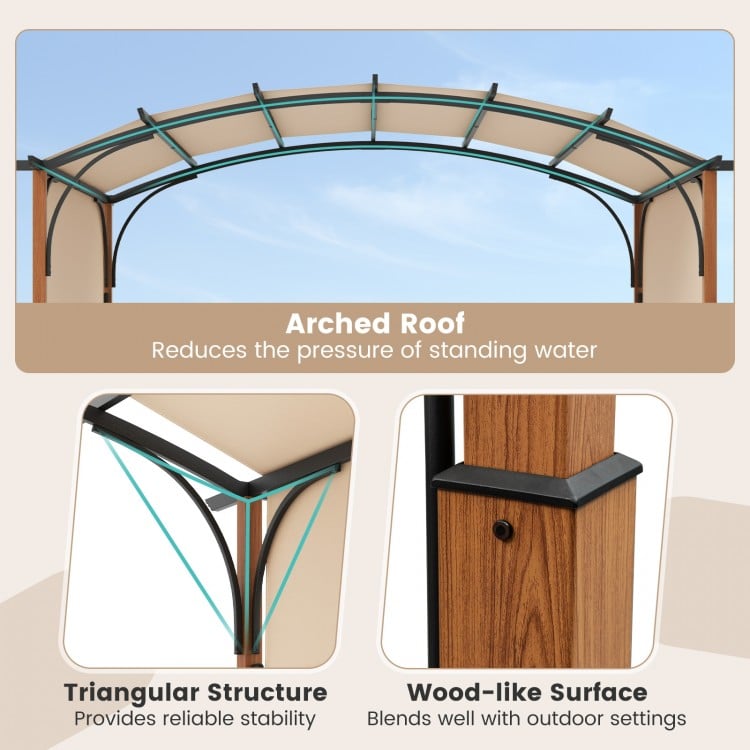 10 x 12 FT Outdoor Retractable Pergola with Retractable Canopy for Patio-Beige