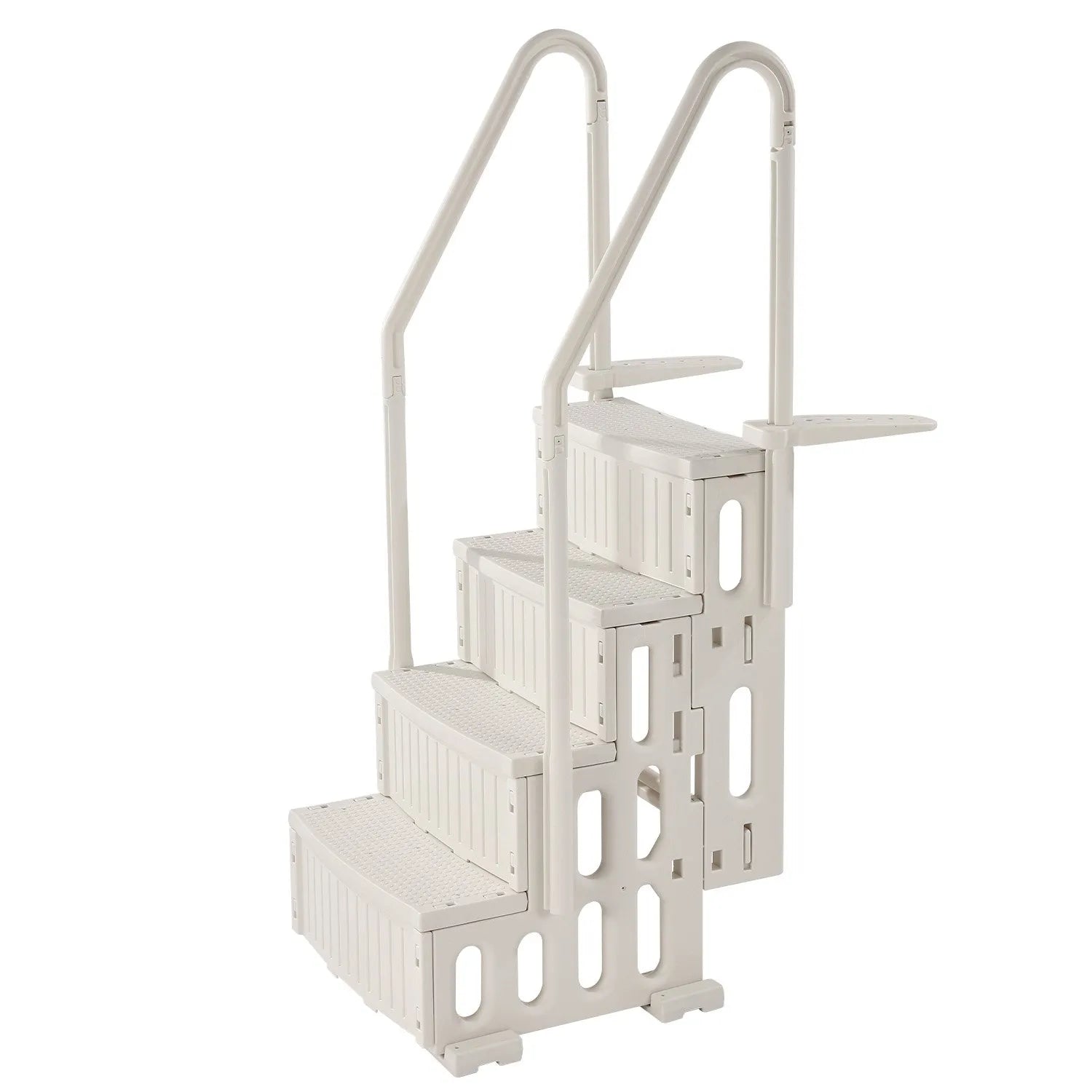VEVOR 4-Step White Pool Ladder of 2 Handrails Supports 400 lb for 48-54 In Pools
