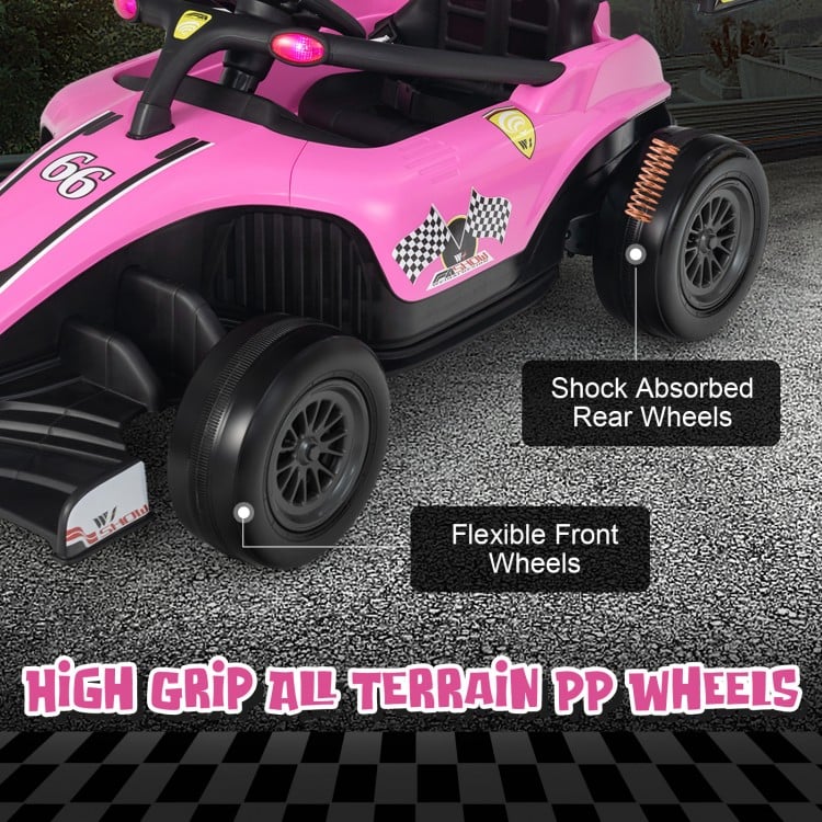 12V Kids Ride on Electric Formula Racing Car with Remote Control-Pink