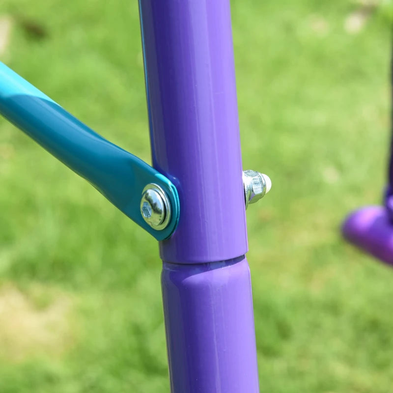 3 in 1 Metal Swing Set with Double Swings, Glider for Backyard, Outdoor, Playground, Purple