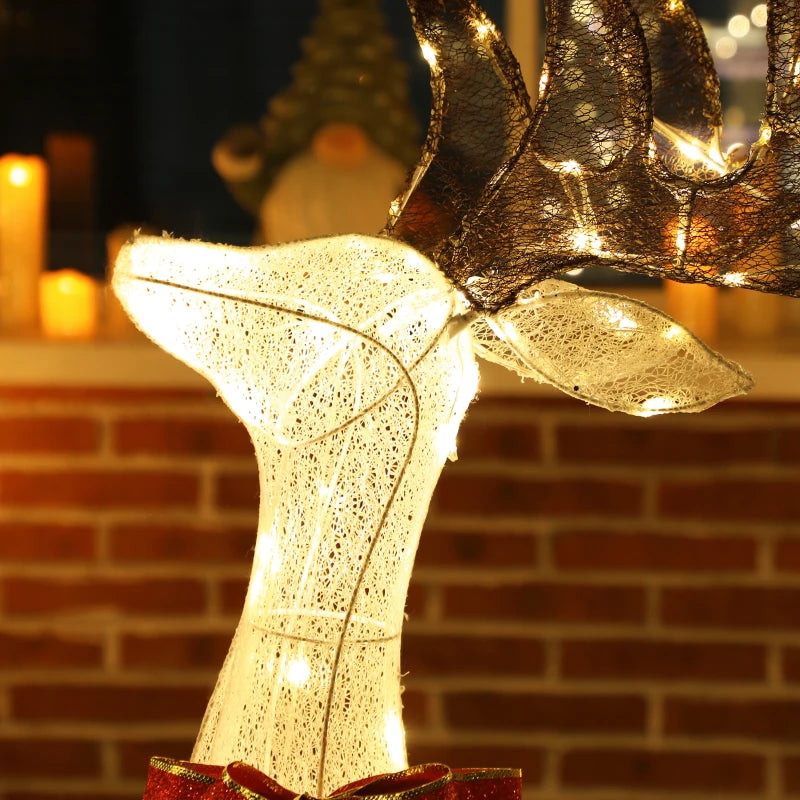 3 Piece Lighted Christmas Reindeer Family, 55" Light Up Deer, Outdoor Holiday Decor with LED Lights, Stakes, Zip Ties