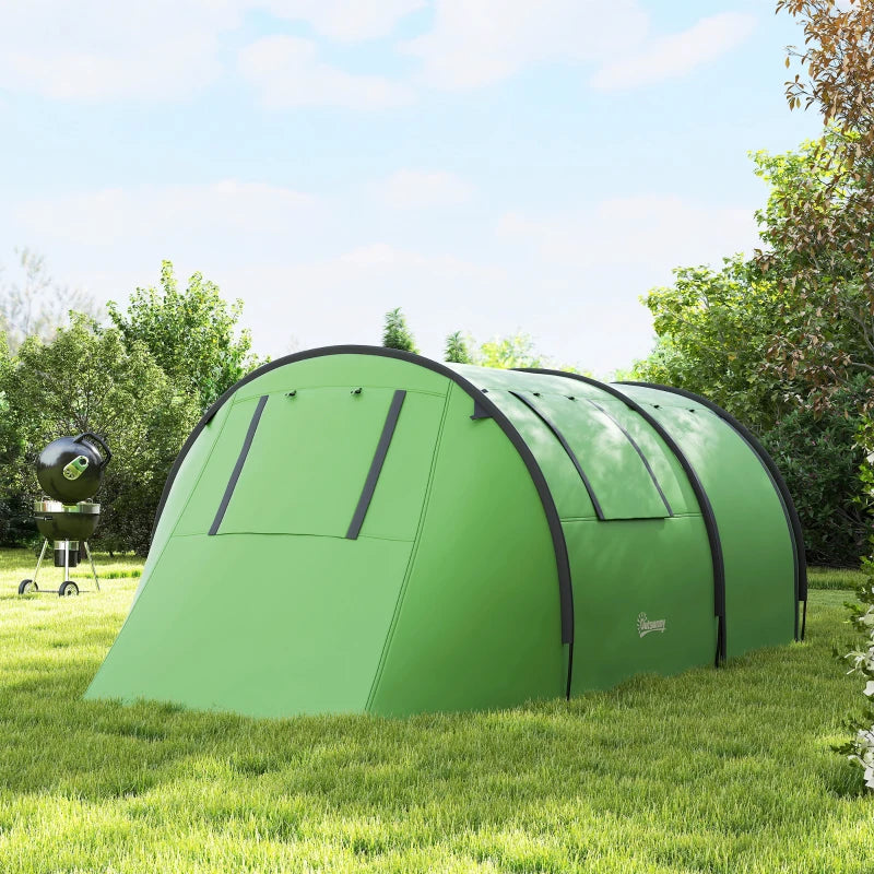 3-4 Person Camping Tent with 2 Rooms, 3000mm Waterproof Portable Family Tent with Carry Bag, Dark Green