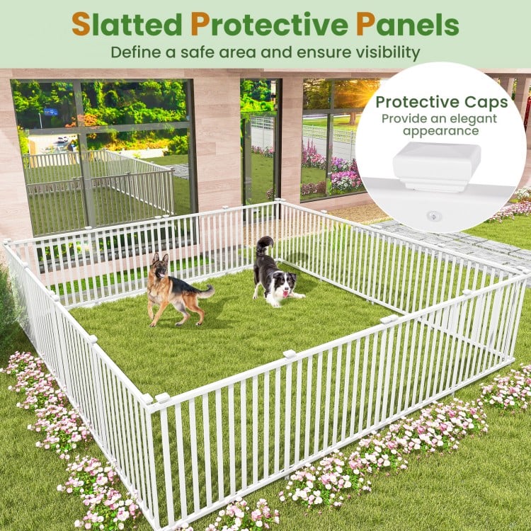 2 Piece 80 x 51 Inch Vinyl Picket Fence for Garden-White