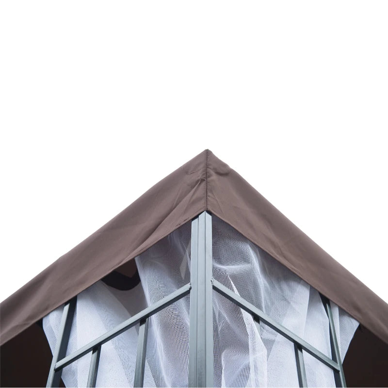 10'x10' Garden Gazebo Patio Canopy Portable Party Event Backyard w/ Mosquito Netting Coffee
