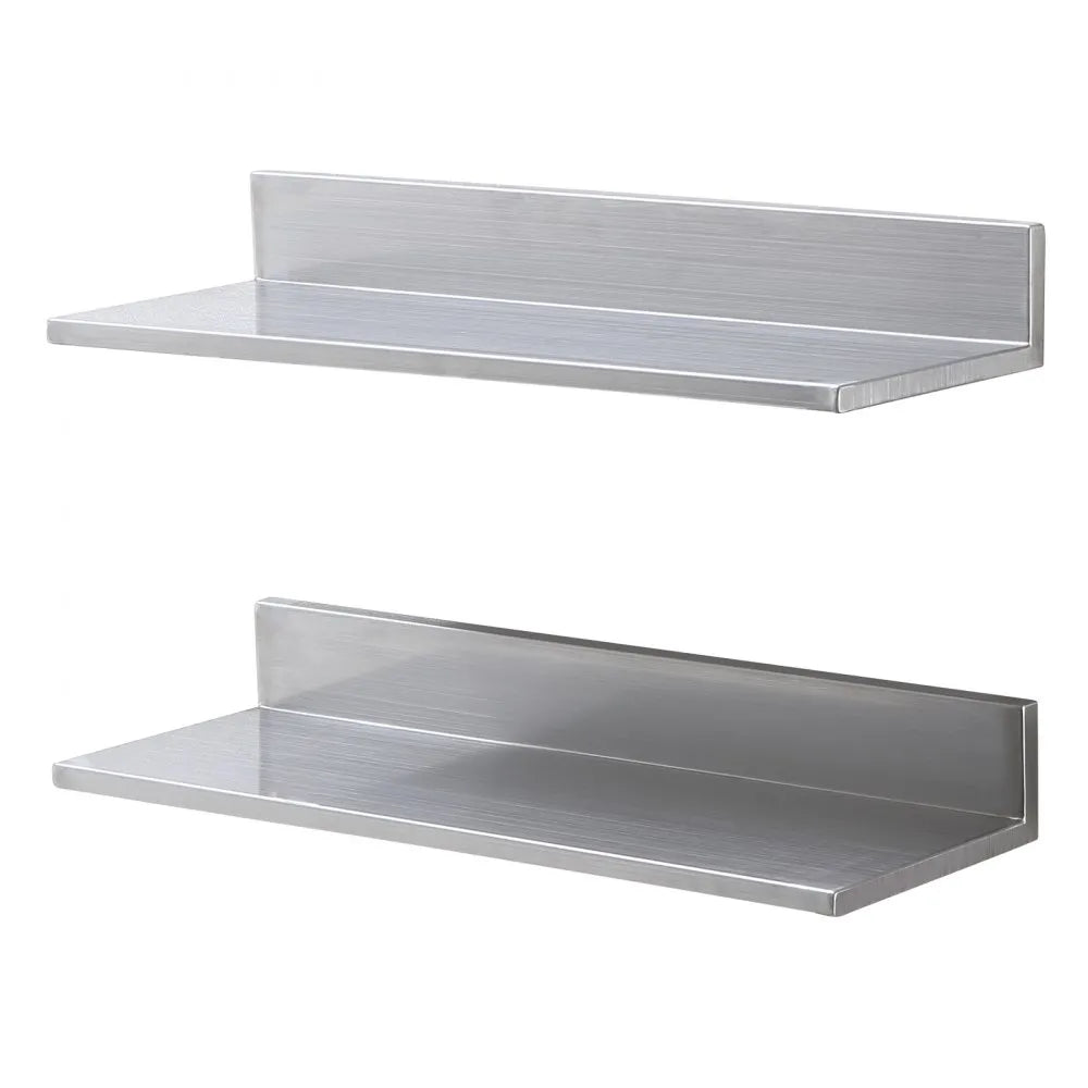 VEVOR 8.6" x 24" Stainless Steel Shelf, Wall Mounted Floating Shelving with Backsplash, 44 lbs Load Capacity Commercial Shelves, Heavy Duty Storage Rack for Restaurant, Kitchen, Bar, Home, and Hotel