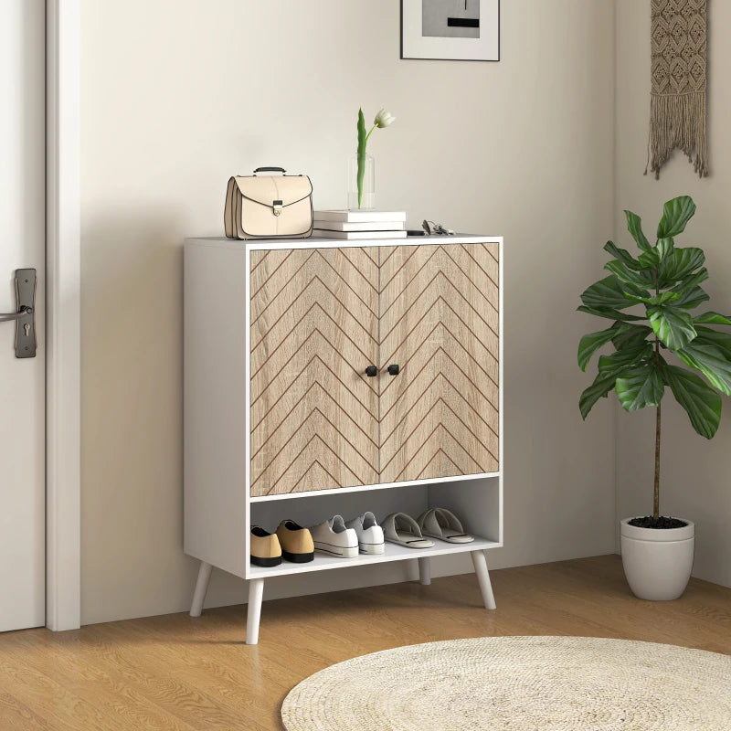 Shoe Storage Cabinet, 5-Tier Shoe Rack Cabinet with Doors, Adjustable Shelves, 15 Pairs, for Entryway, Natural Tone