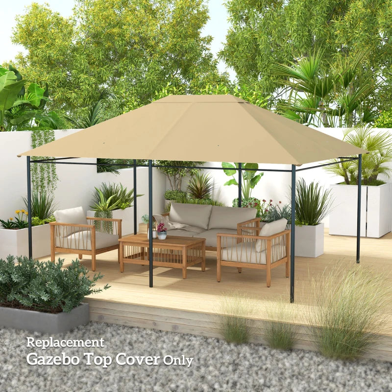 10' x 13' Gazebo Replacement Canopy Cover, Gazebo Roof Replacement (TOP COVER ONLY), Khaki