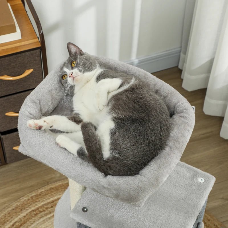 41 Inch Cat Tree with Scratching Posts, Cat Bed, Condo, Grooming Brush, Jumping Platforms, Toy Balls, Anti-tip Kit