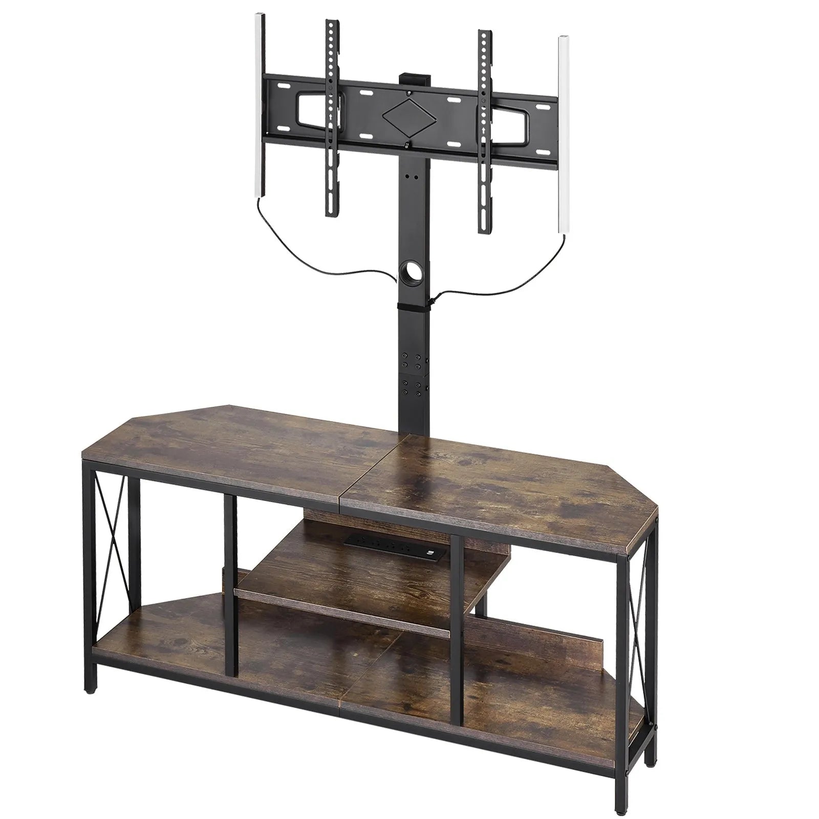 VEVOR 45" TV Stand with Mount for up to 75 in TVs with Power Outlet & LED Lights